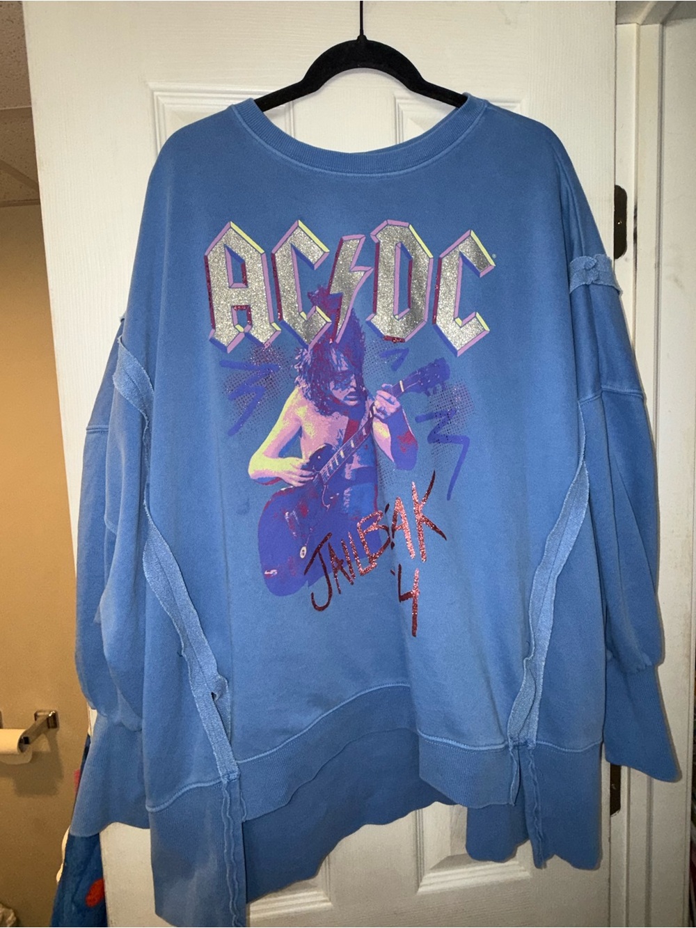 AC/DC Light Blue Crewneck Sweatshirt with Black Logo